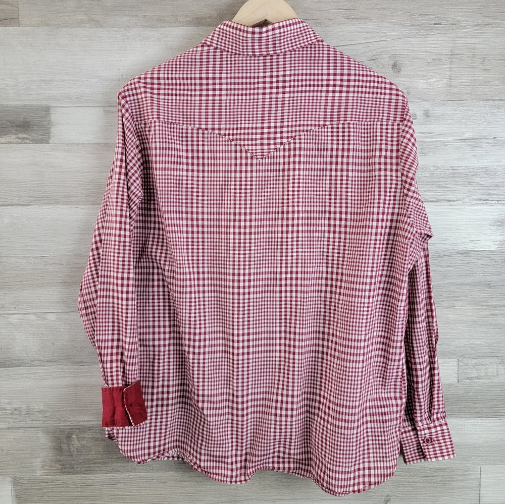Vintage 80s Fenton Red Plaid Western Button Down Women's Shirt Size 15/16 - Picture 9 of 14
